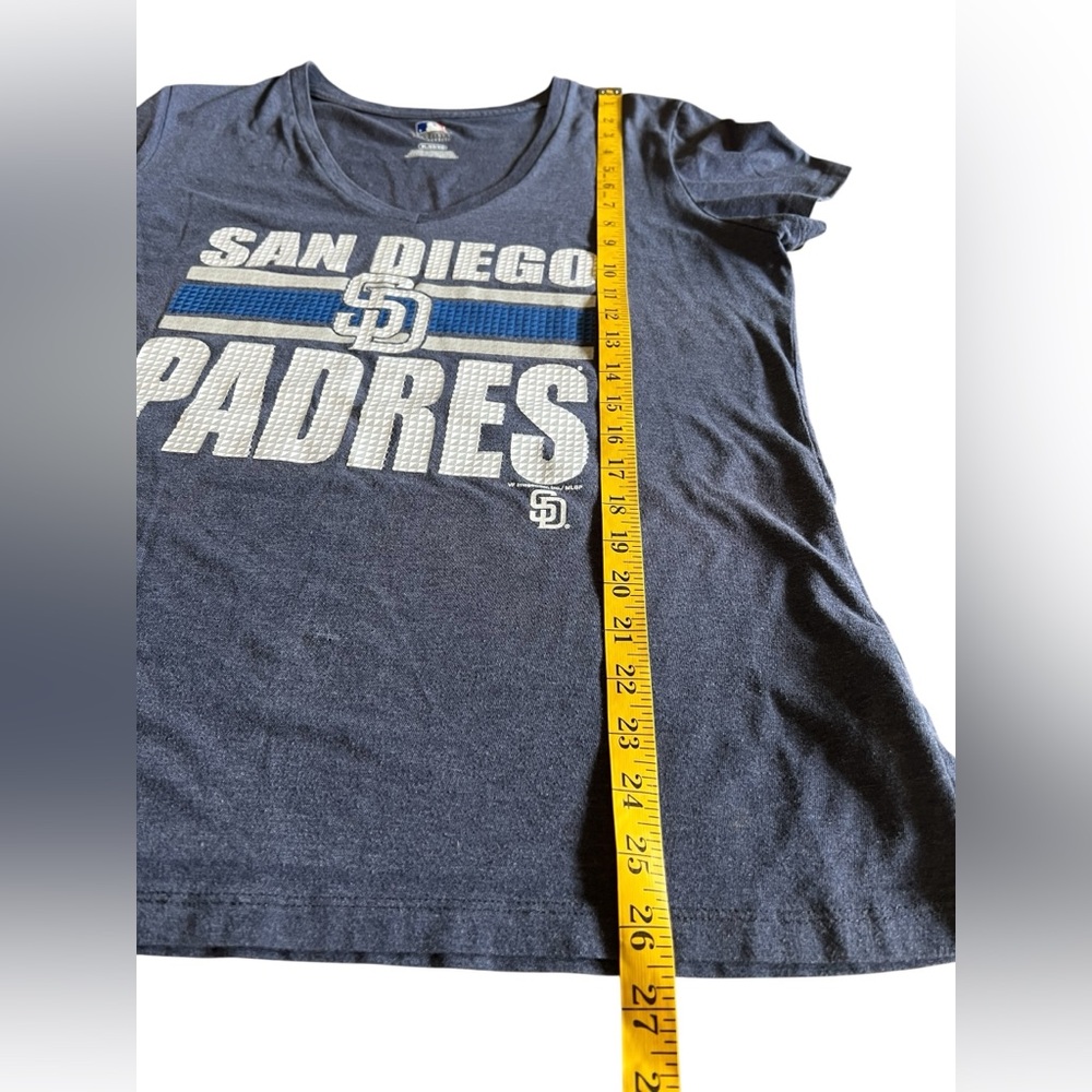SAN DIEGO PADRES Women’s XL V-Neck Logo T-Shirt Top MLB Genuine Merchandise SD - Picture 6 of 8